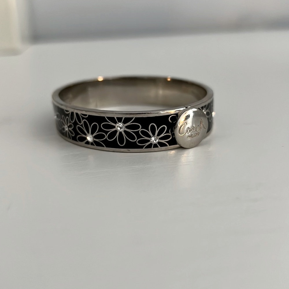 Coach Flower and Rhinestone Bangle Bracelet